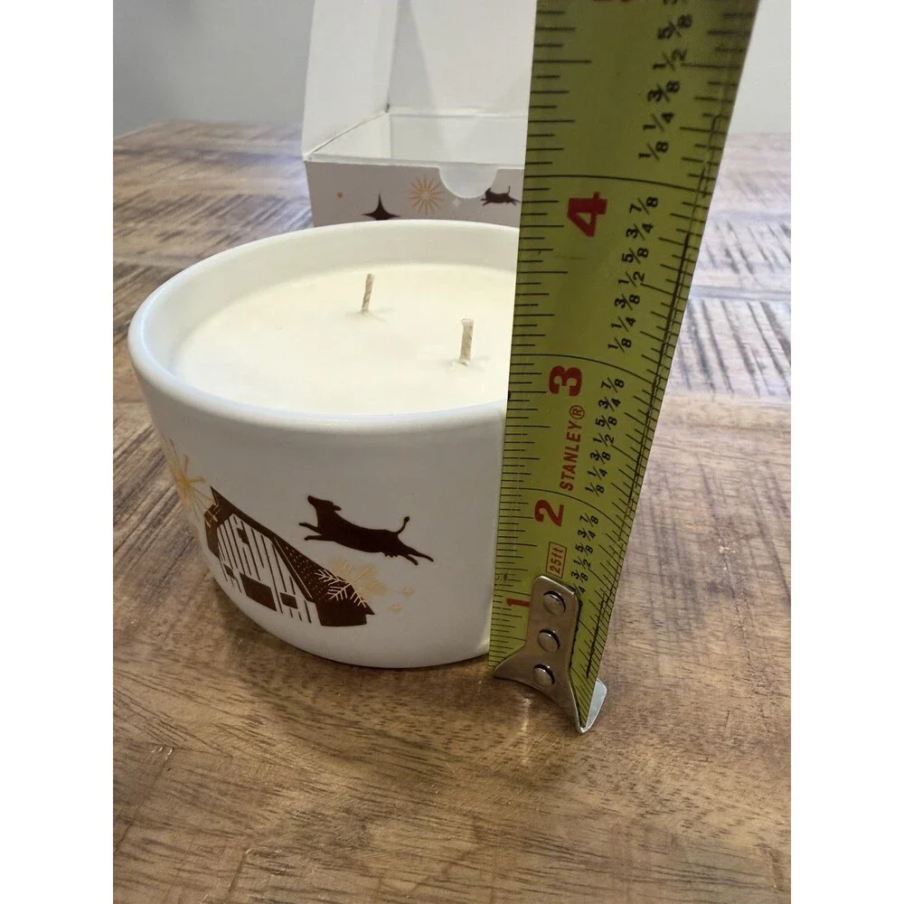 Retro Style Farm Christmas Scented‎ Candle Organic Valley Candle NIB